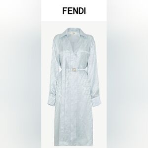 Fendi Light Blue Belted Dress